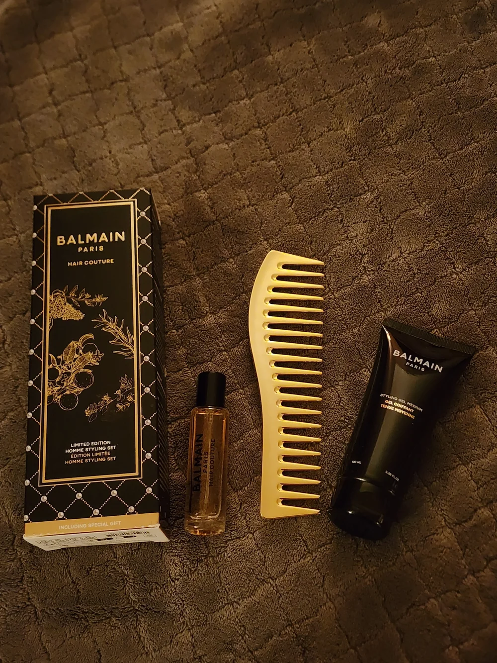 Balmain Men Grooming Kit - Black & Gold Hair Styling Set